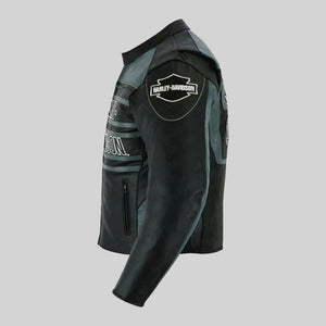 H-D Mens Marker Black & Gray Leather Jacket