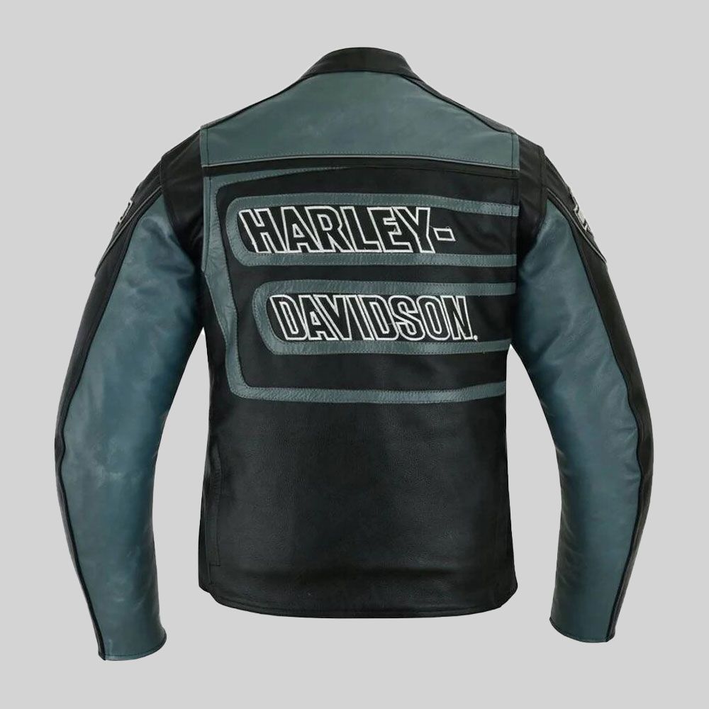 H-D Mens Marker Black & Gray Leather Jacket
