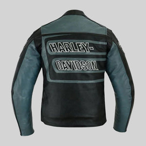H-D Mens Marker Black & Gray Leather Jacket